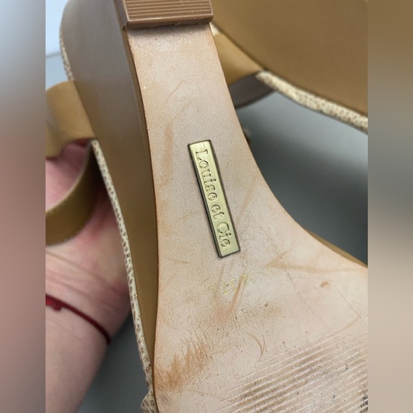 Louise at Cie Tan and Gold Wedge Sandals genuine leather, very comfort. S . 7.5M - Picture 4 of 8